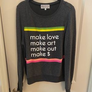 Wildfox, lightweight gray sweatshirt, size small